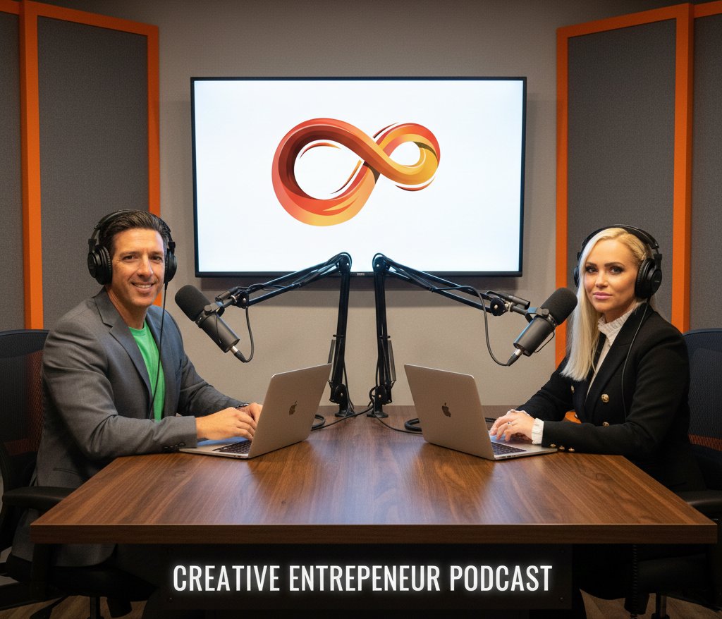 Dominick Domasky and Julie Lokun in podcast studio